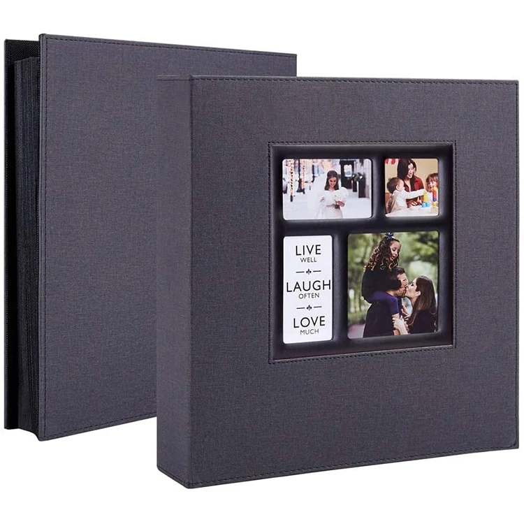 Super large capacity family wedding photo album Linen cover PP plastic storage album photo