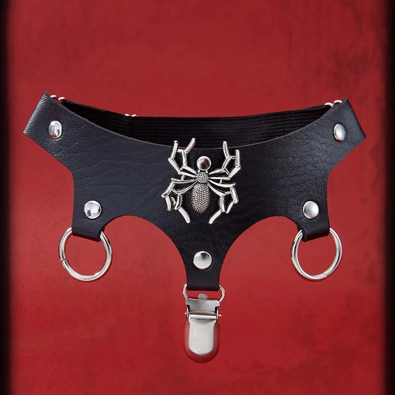 Punk Rock Kpop Spider Decor Thigh Garter Girls Leg Neck Ring Adjustable Thigh Stockings Clip Garter