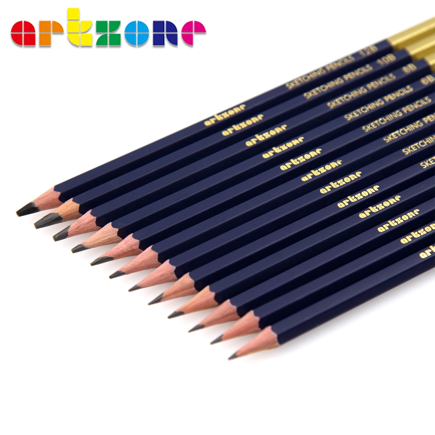 High Quality Hexagon 6H-12B Lead Natural Wood Professional 12 Art Graphite Drawing Wood Standard Sketch Pencil Set for artists