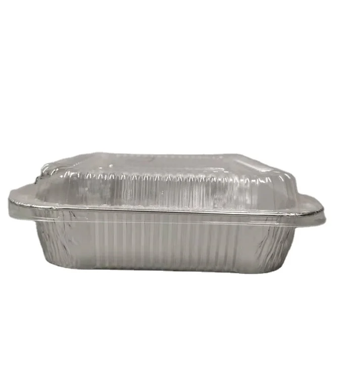 8*8 Square Cake Baking Foil Pan with Clear Plastic Lid 20 Pack 30 Pack 50 Pack Aluminium Foil Tray Container Food Packing 0.06mm