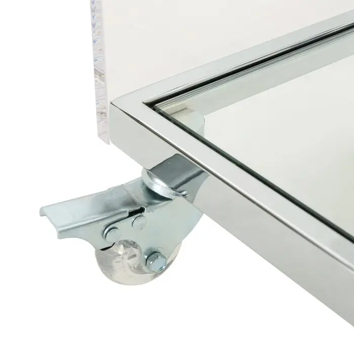 Easy Assembly Stainless Steel Kitchen Trolley Acrylic Mobile Cart With Glass Self