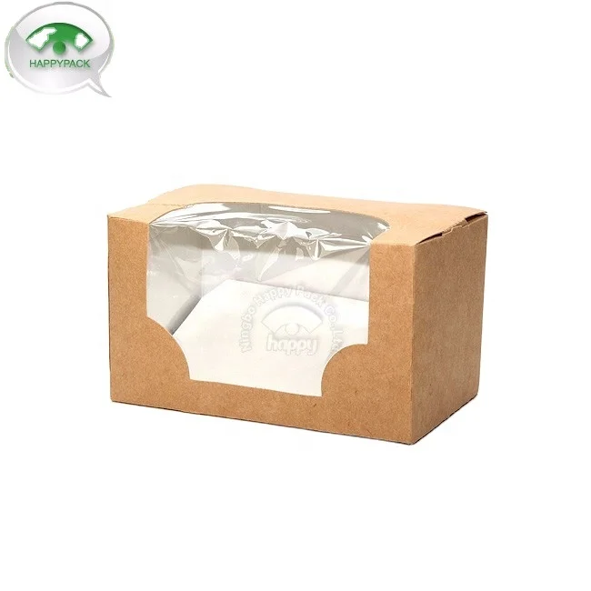 custom color logo kraft paper box take away food container packaging sushi box with window free sample