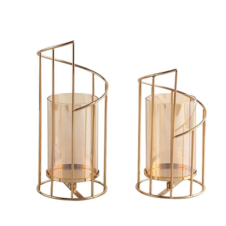 Glass Candle Holder Metal Candlestick Holder For Weddings Table Centerpieces Decoration