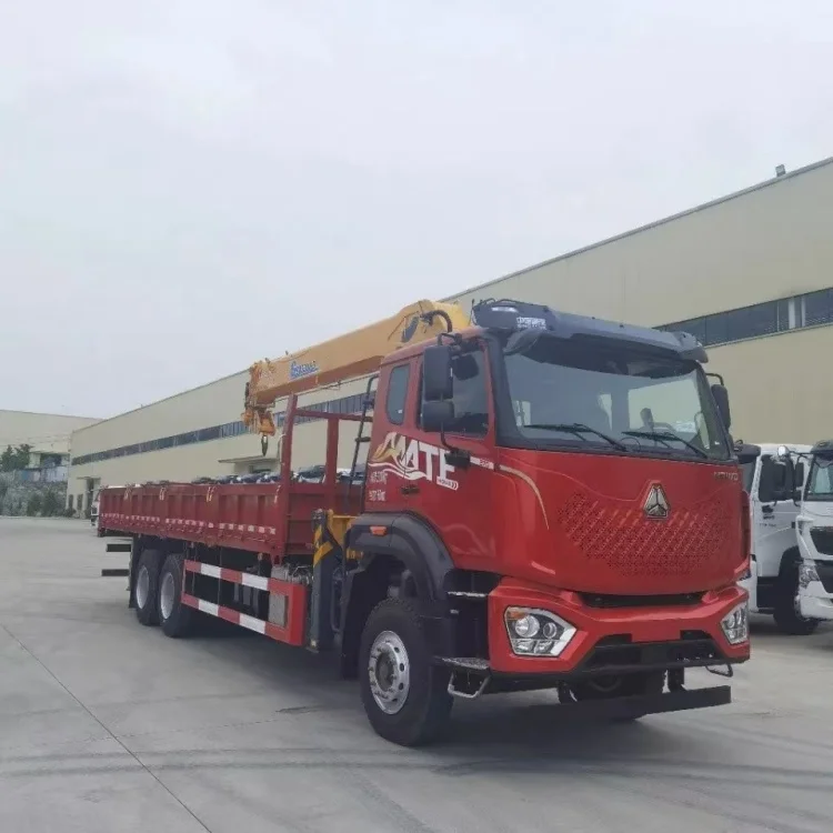 Best-selling howo 6*4  crane mounted truck 14 ton material handling boom trucks lorry loading crane