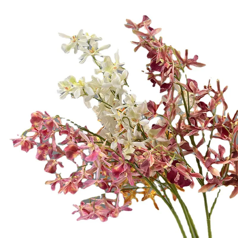 Wholesale High Quality Artificial Cymbidium Orchids Real Touch Milan Orchid Flower For Wedding Home Hotel Table Decoration