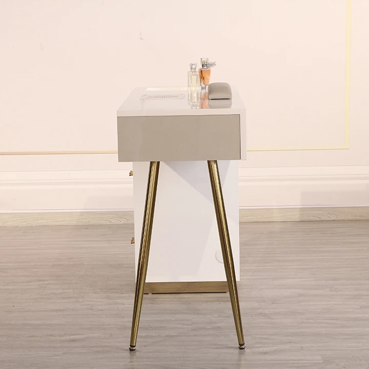 China beauty salon furniture luxury nail bar desk white manicure table nail desk with drawer