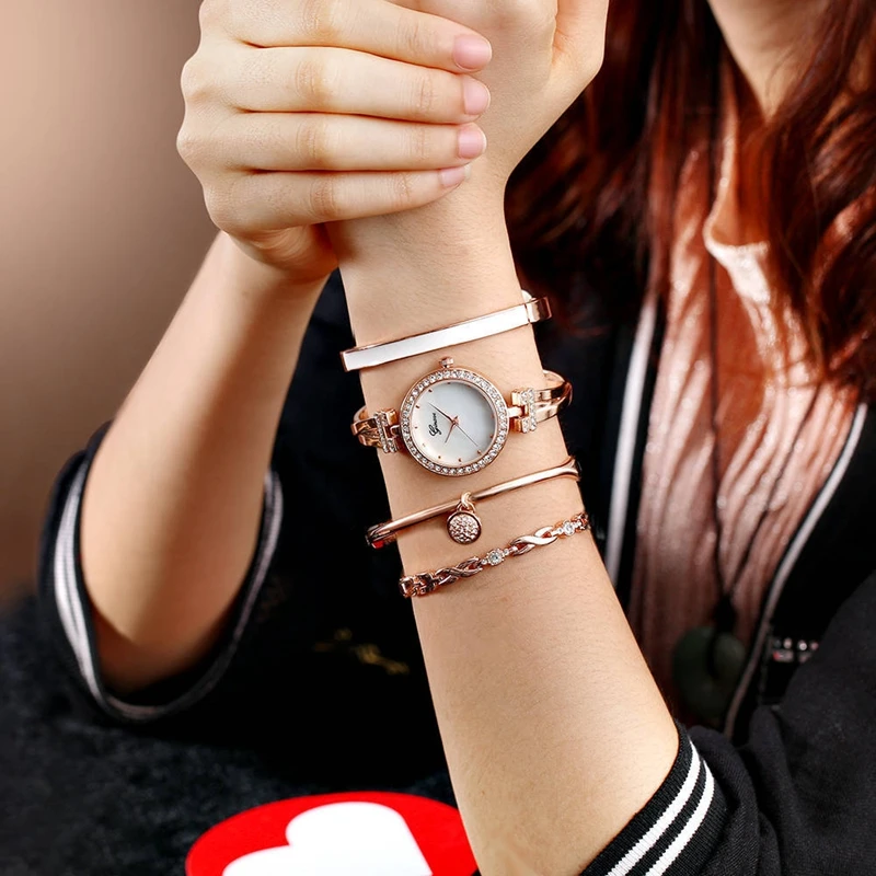 Fashion Design Quartz Bracelet Wristwatches Casual Women Dress Watch GINAVE Brand Stainless Steel Female Clock Relogio Feminino