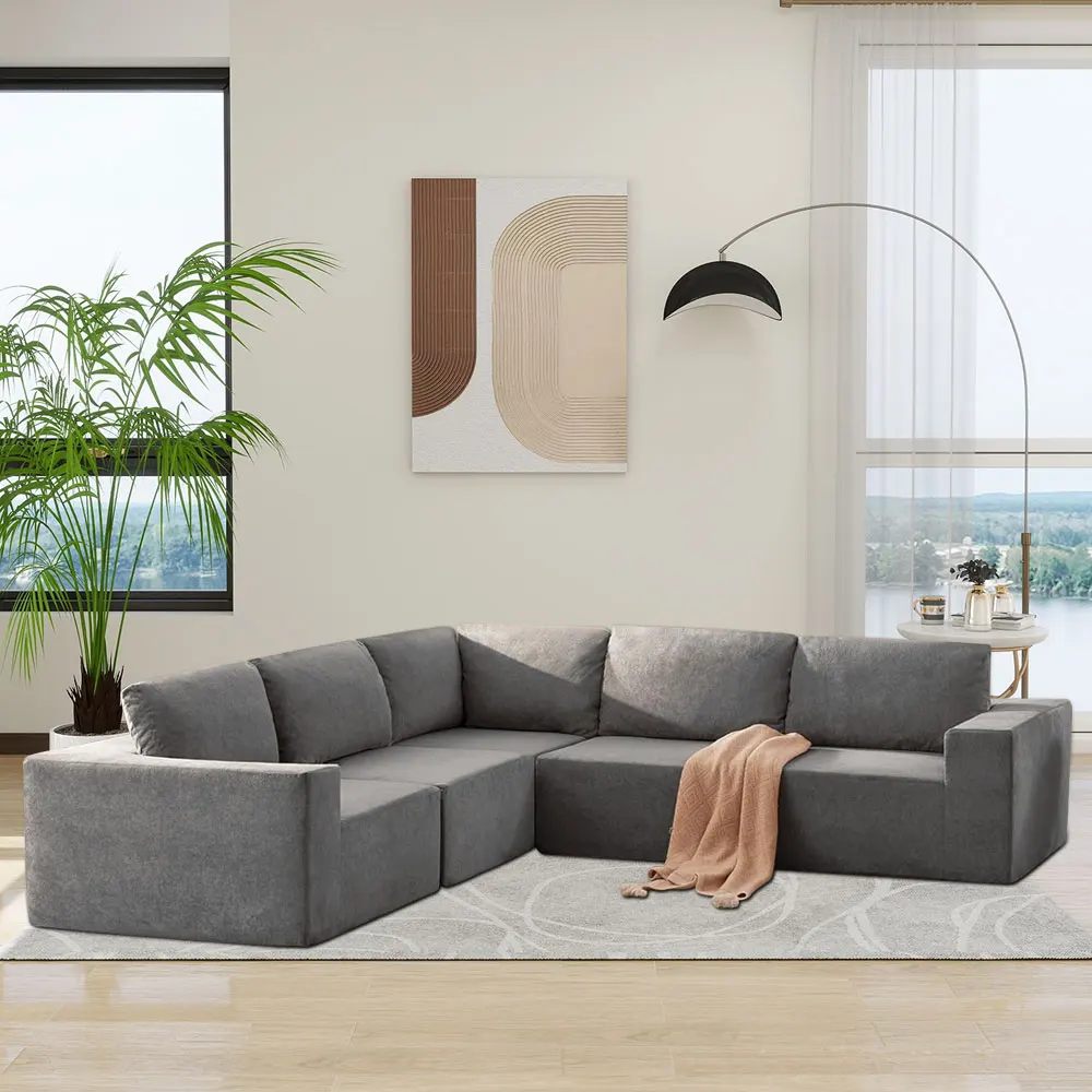 Compressed Furniture Compression Sectional Sofa Set Muebles de Sala Fabric Sofa Corner Sectional Sofa