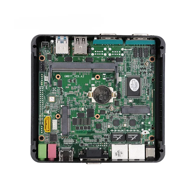 Небольшой встраиваемый Безвентиляторный Компьютер с двумя сетями dual coms intel baytrail quad core mini pc J1900