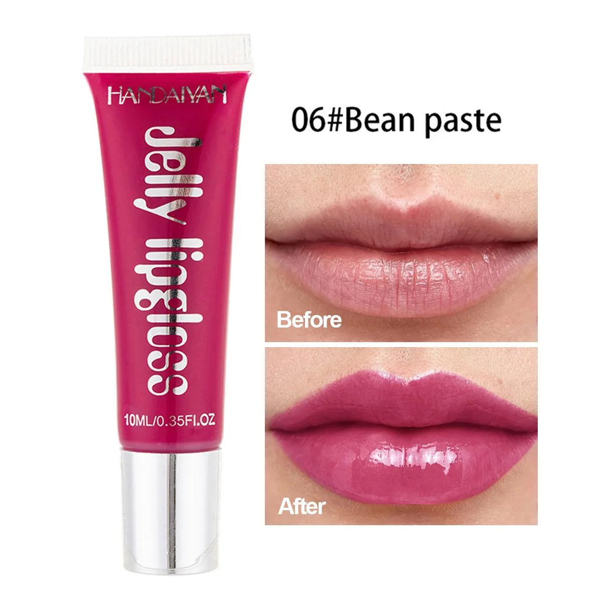 Handaiyan Waterproof Moisturizing Lip Gloss Candy Jelly Glass Mirror Liquid Lipstick Sexy Lip Tint Makeup with Lip Protect