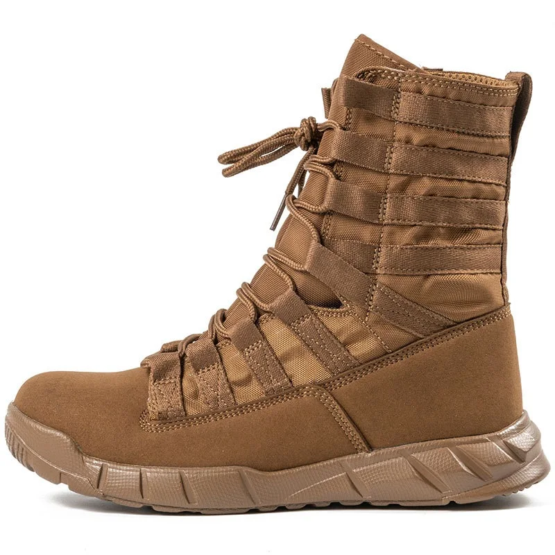 Gujia Brown Free Side Zipper Usa Desert Eva Waterproof Tactical Boot For Men Tactical Shoe