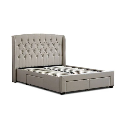 DUPONT Modern Urban Living Upholstered Storage Bed with 4 Underbed Drawers Solid Wood 4 Drawers Bed