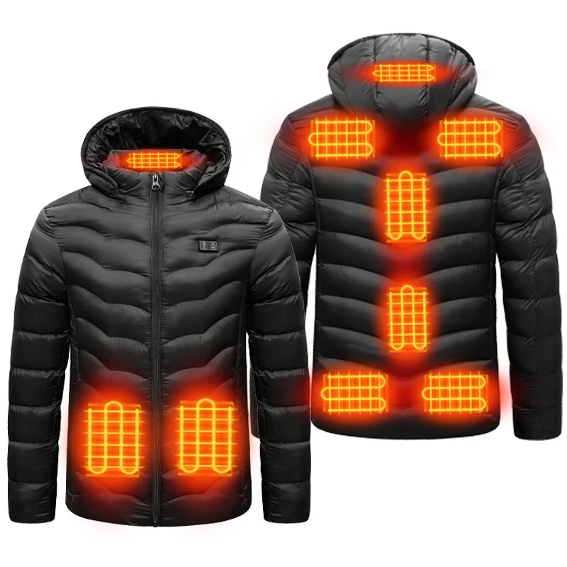 Winter Warm USB charging to keep warmHeating Smart Hooded High Quality 9 Heating Zones Heated Clothing Thermal Padded Jacket