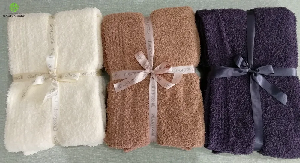 Супер мягкое США Лидер продаж коричневый новый tech 100% полиэстер cozychic перо пряжа простые ребристые трикотажные Детские Взрослые одеяло