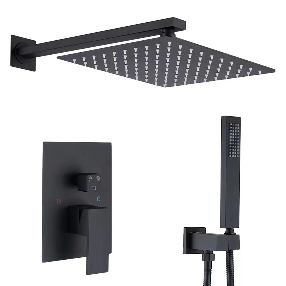 TB-51101 Tengbo brass hotel specific concealed shower set Inwall conceal  faucet embed Rain Square top rainfall