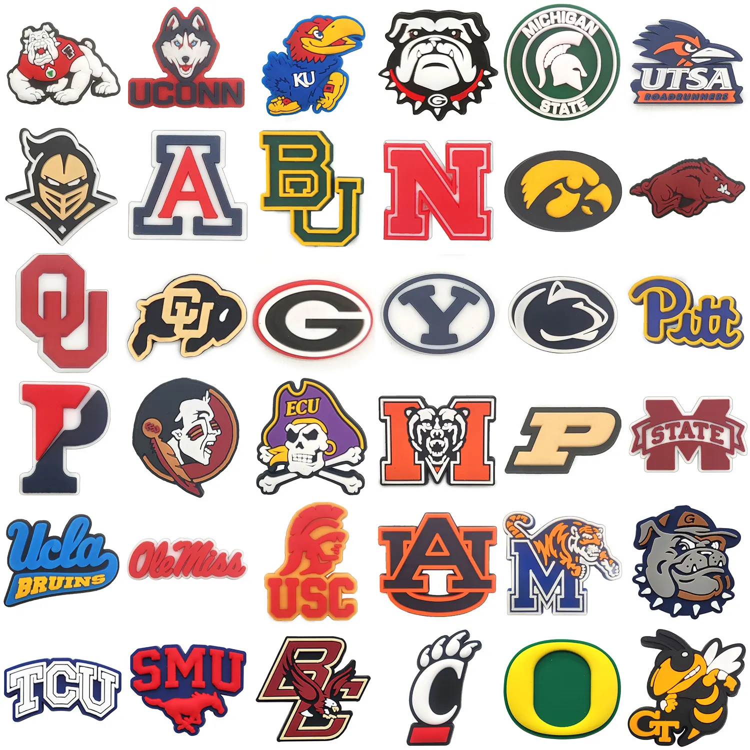wholesale American university PVC Custom shoe decorations Croc charms