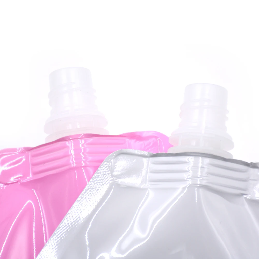 Glossy Pink White Special-Shaped Mylar Bag Custom Suction Nozzle Plastic Bags Laminated Stand Up Pouch Packaging With Spout