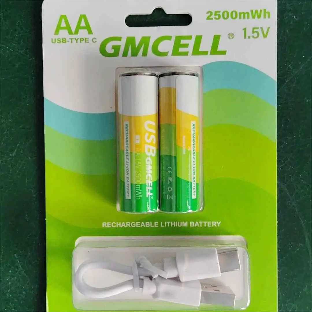 2024 New Trends 1.5V 2500mWh 1650mah Type-C Charging Double A Lithium Ion baterai Micro USB Rechargeable Li-ion AA Battery