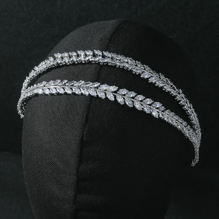 Factory directly sales summer new zircon hairband Amazon cross-border explosive gold and silver headband wedding tiara