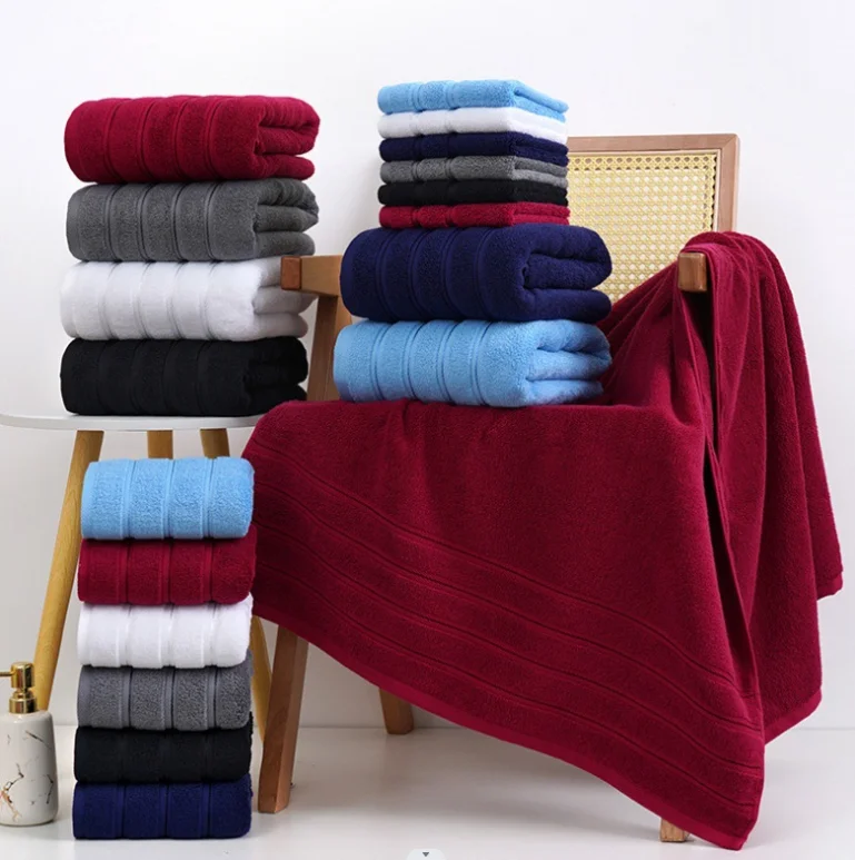 Custom Logo 6 Pieces Towel Set 100% Cotton Super Thick Absorbent Luxury Cotton Towels for 5 Star Hotel Bathroom Use