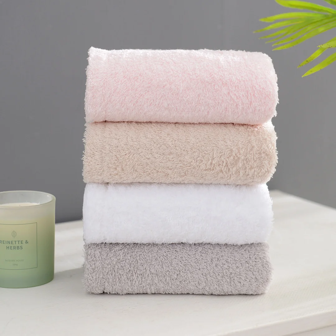 100% combed cotton bathroom towels long twist spiral terry pure pink white hand bath towel wash cloth towel sets