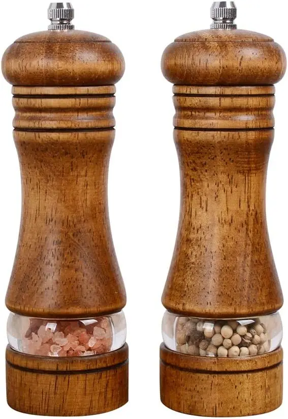 Pepper Grinder Wood Salt and Pepper Grinder Mills Sets Classic Manual Salt Grinder Refillable Pepper Mill Sets
