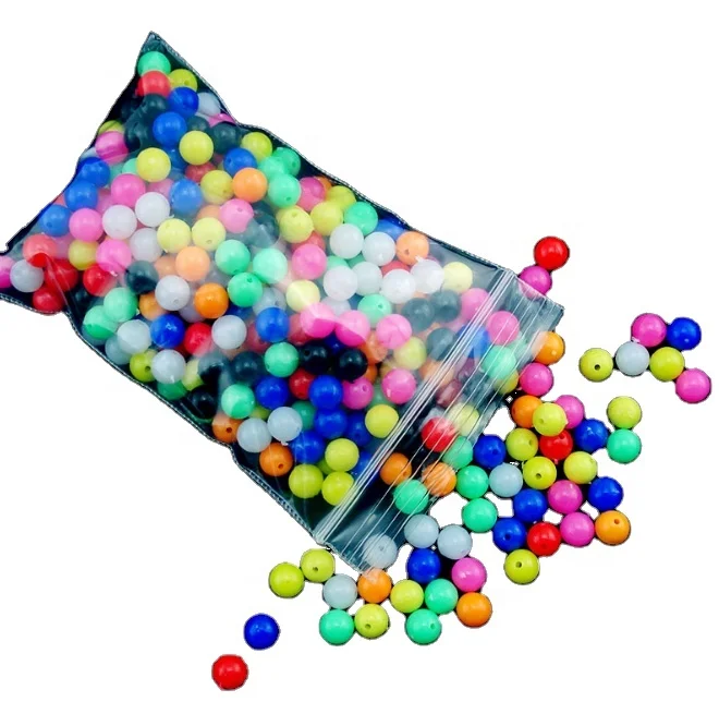 B11 NAITE 100 PCS  Assorted Hard Plastic Round Beads 6mm/8mm  Fishing Lures Baits Beads