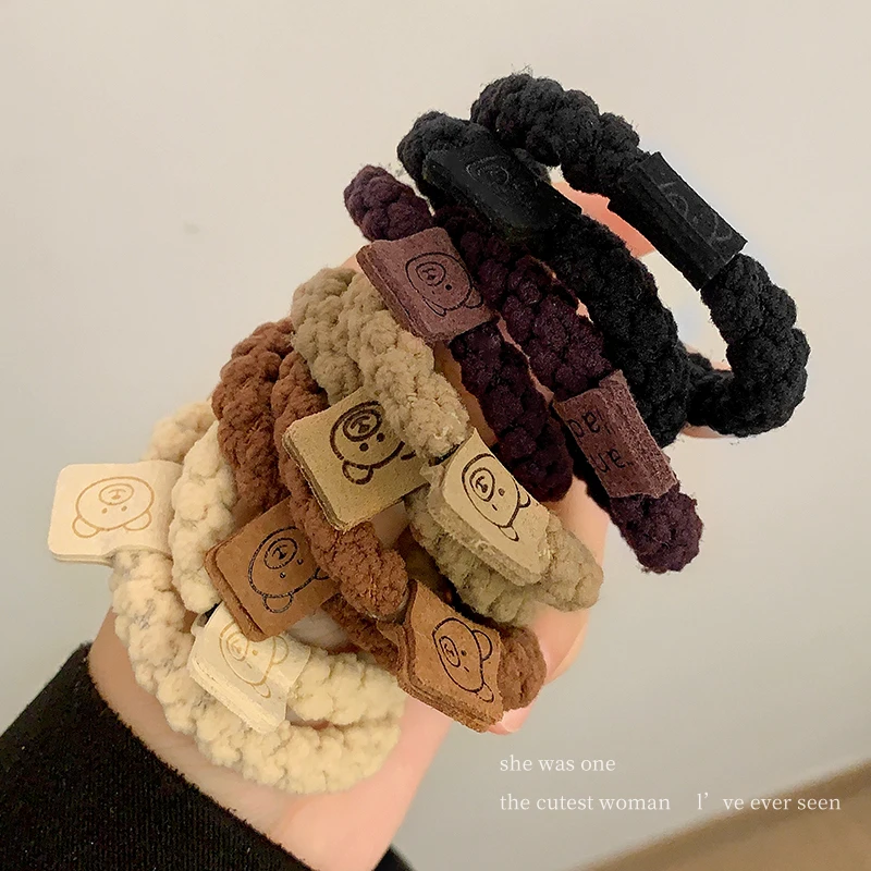 5Pcs/Set Cute Bulk Korean Bracelet Hair Ties with Balls Custom Elastics Babies Ponytail Hair Tie Sets for Kids Girls Women