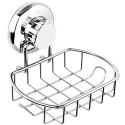 stainless steel soap tray with hook, strong vacuum suction cup soap holder, bathroom and kitchen soap basketsponge rack ,silvery