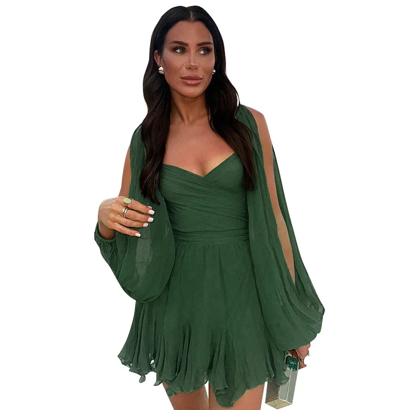 Best Quality Sexy Tassel Mesh See Through Halter Dress Women