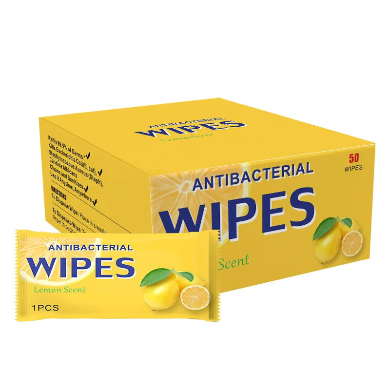 OEM Disposable Antiseptic Disinfection Lemon Scented Individual Wipes