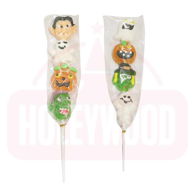 Holeywood 3D Pectin String Lollipop Halloween Thriller Prank Mixed Fruit-Flavored Gummy Candy Halal Drop Shape