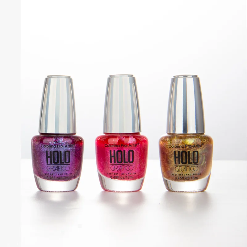 
OEM Private Label Cheap Cosmetics Vegan Halal Best Holographic Nail Gel Polish 