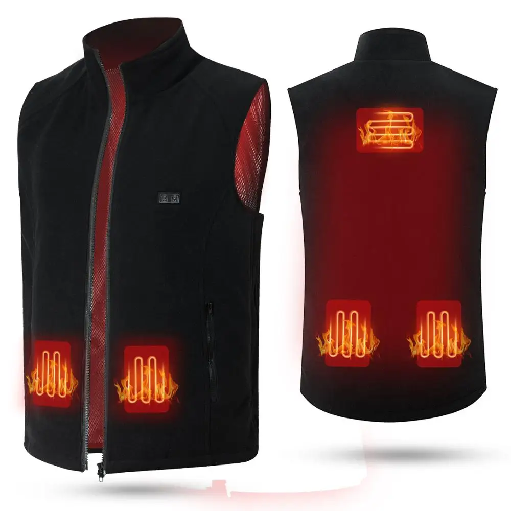 100% Polyester Micro-Polar Fleece Padded Knit Heated Vest with Far Infrared Tech