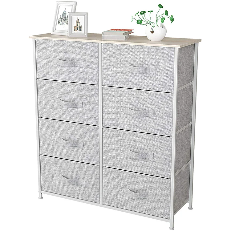 
Bedroom Steel Frame Vertical Dresser Fabric Bins Organizer Drawer Chest Dresser Storage Drawer Tower 