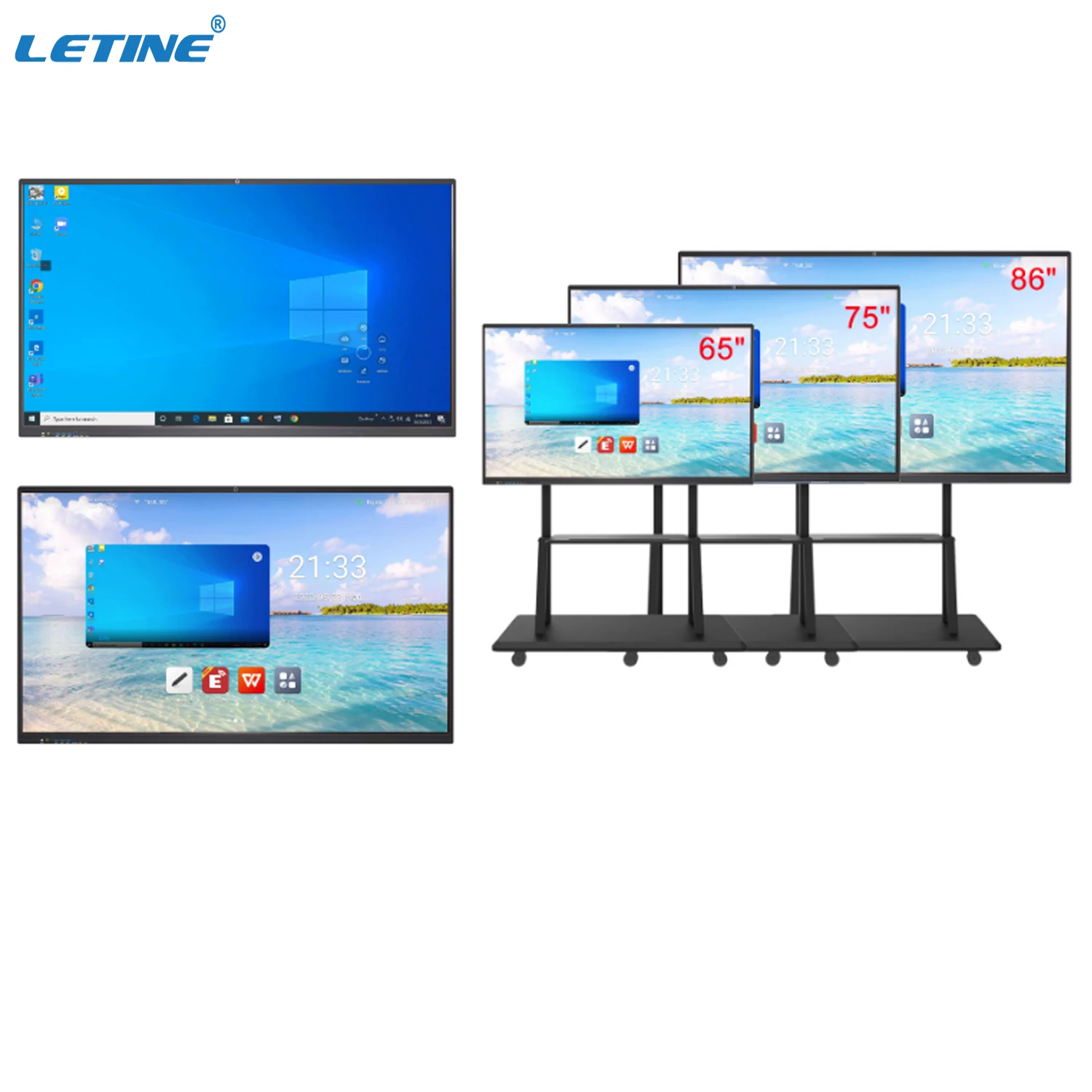 65 75 85 98 Inch School Education Equipment IR Touch Screen 4K Display All in One PC Smart Digital Board Interactive Whiteboard