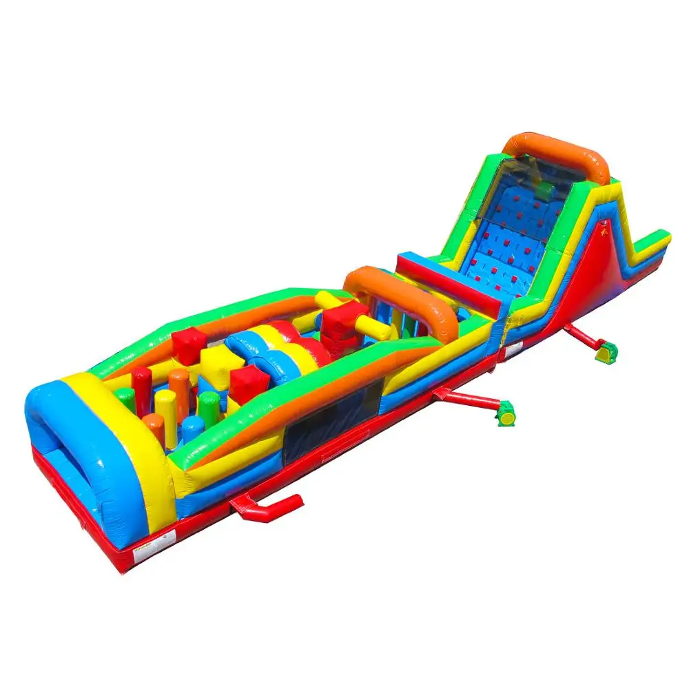 
Factory price Hot sale 75 ft Circus obstacle with Dual lane roller coaster slide obstacle course for kids 