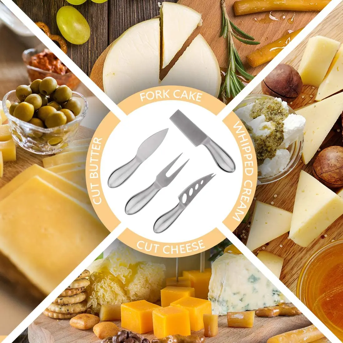 Hot Selling 4&6pcs stainless steel cheese knife