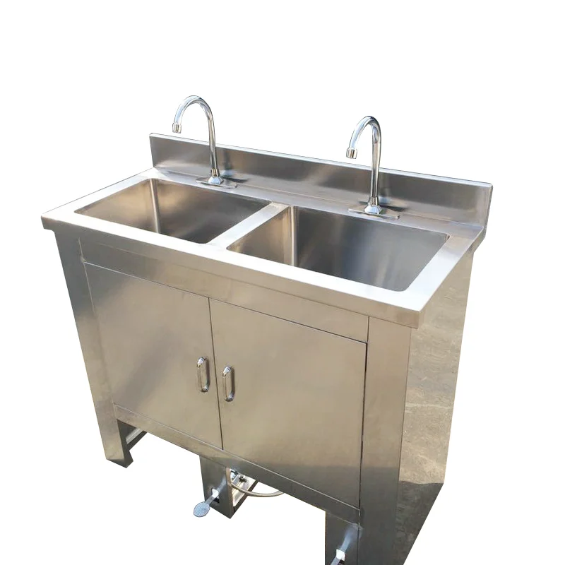 Operating Room Sink Stainless Steel Hospital Foot Control Sensor Hand Washing Sink Medical Scrub Station