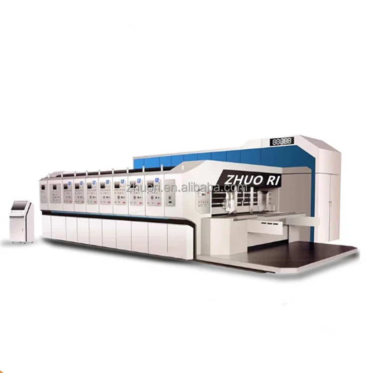 Auto Corrugated Box Manufacturing Machinery  Cardboard Boxes Die Cut Production Line Making Machine with Printing