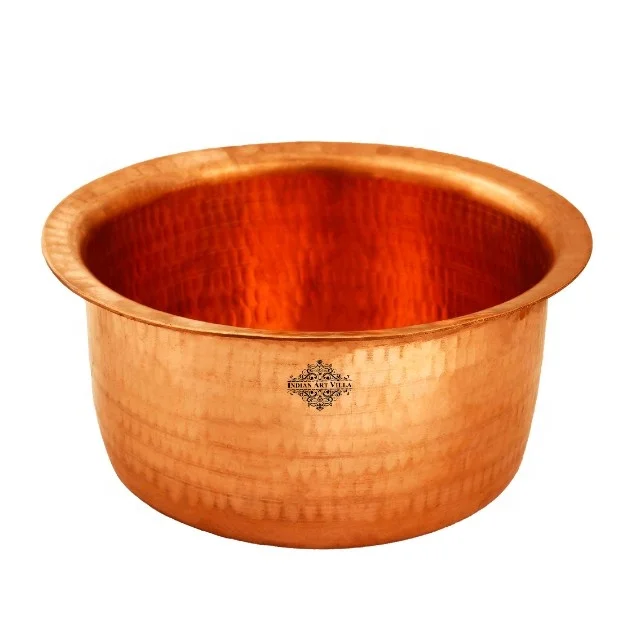 IndianArtVilla Hammered Copper Patila Handi Casserole For Restaurant and Home Daily Use