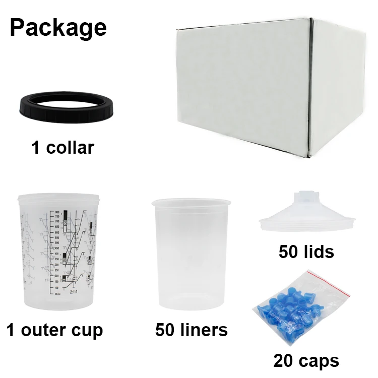 Fast delivery PPS Plastic Disposable Spray Gun Cups Good Quality Paint Mixing&Spray Mixing Cup 600ml