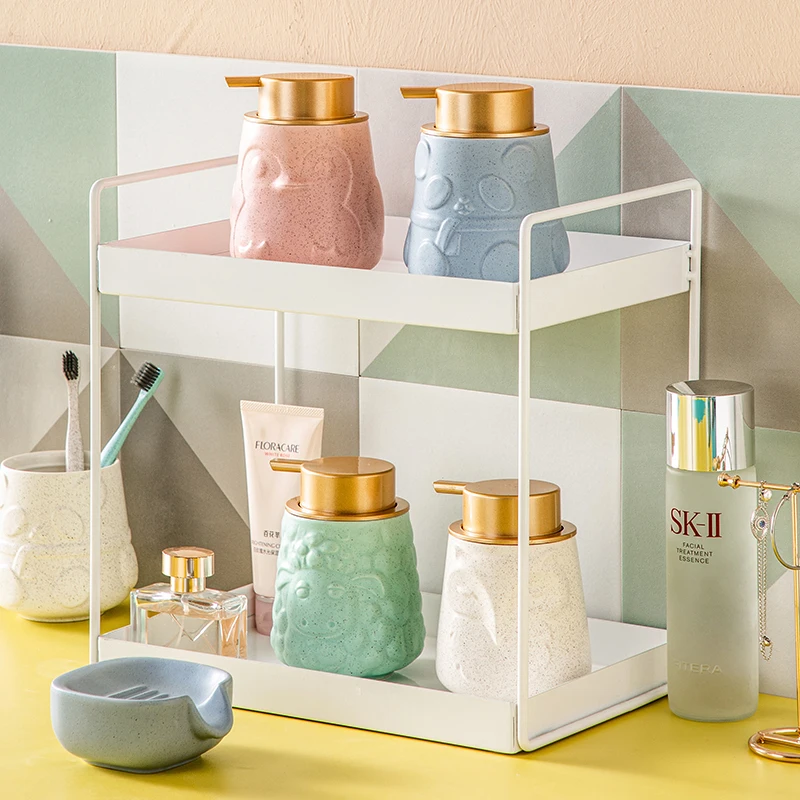 Panda kit Lovely durable ceramic liquid hand sanitizer distributor bottle refillable emulsion bottle for bathroom kitchens