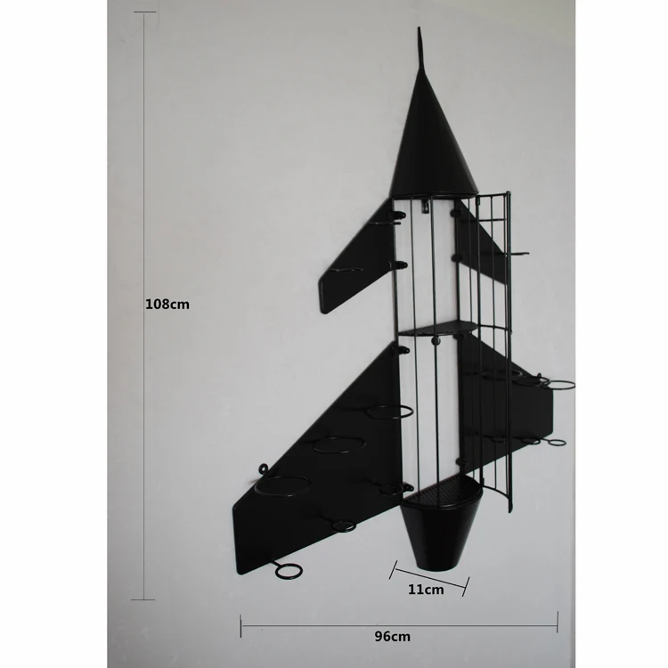 Wine Rack Airplane Shaped Wall Mounted Wine Rack with Glass Holder for Home Decoration