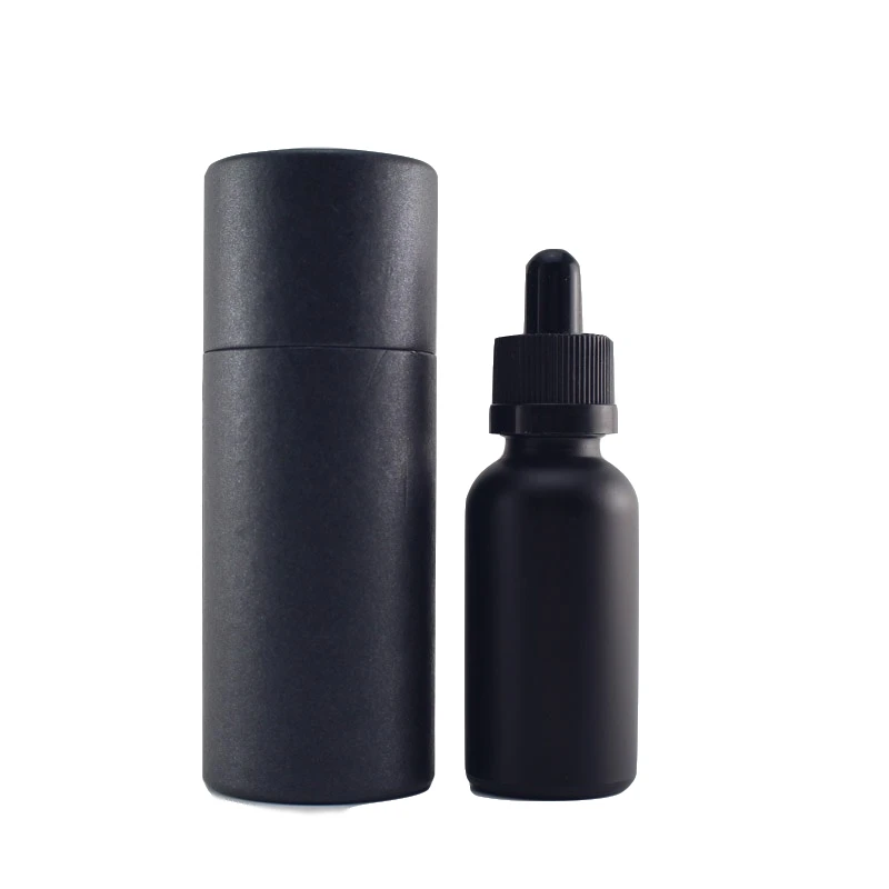 All sizes of good oil matte frosted black measuring serum paper cardboard tube cosmetic packaging for glass dropper bottle