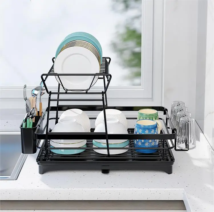 Cool Stuff & Kitchen Gadgets Dish Drying Rack Dish Drainer  2-Tier Dish Racks for Kitchen Counter
