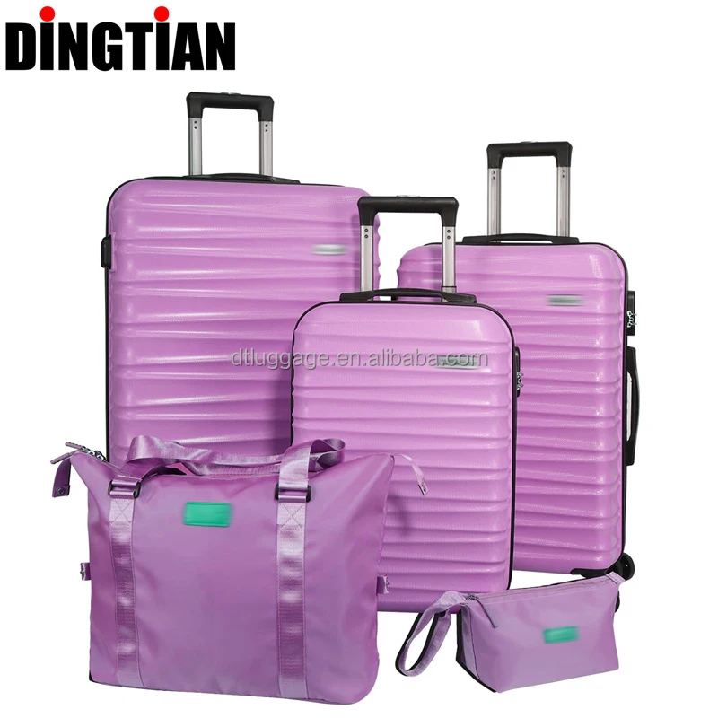 OEM ODM ABS Hard Side Luxury Travel Suitcase Set Pink Customized Carry Trolley Pilot Case with Spinner Wheel Unisex Men Women