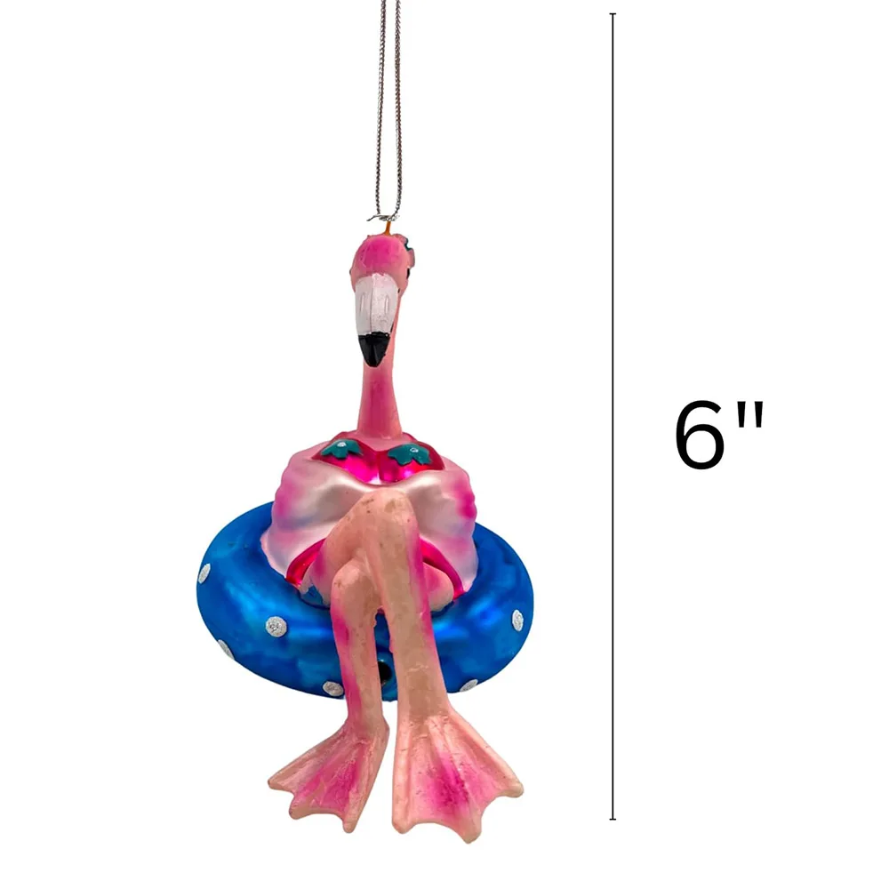 Christmas tree home Party decoration hanging hand blow painting glass flamingo ornament Eco-friendly
