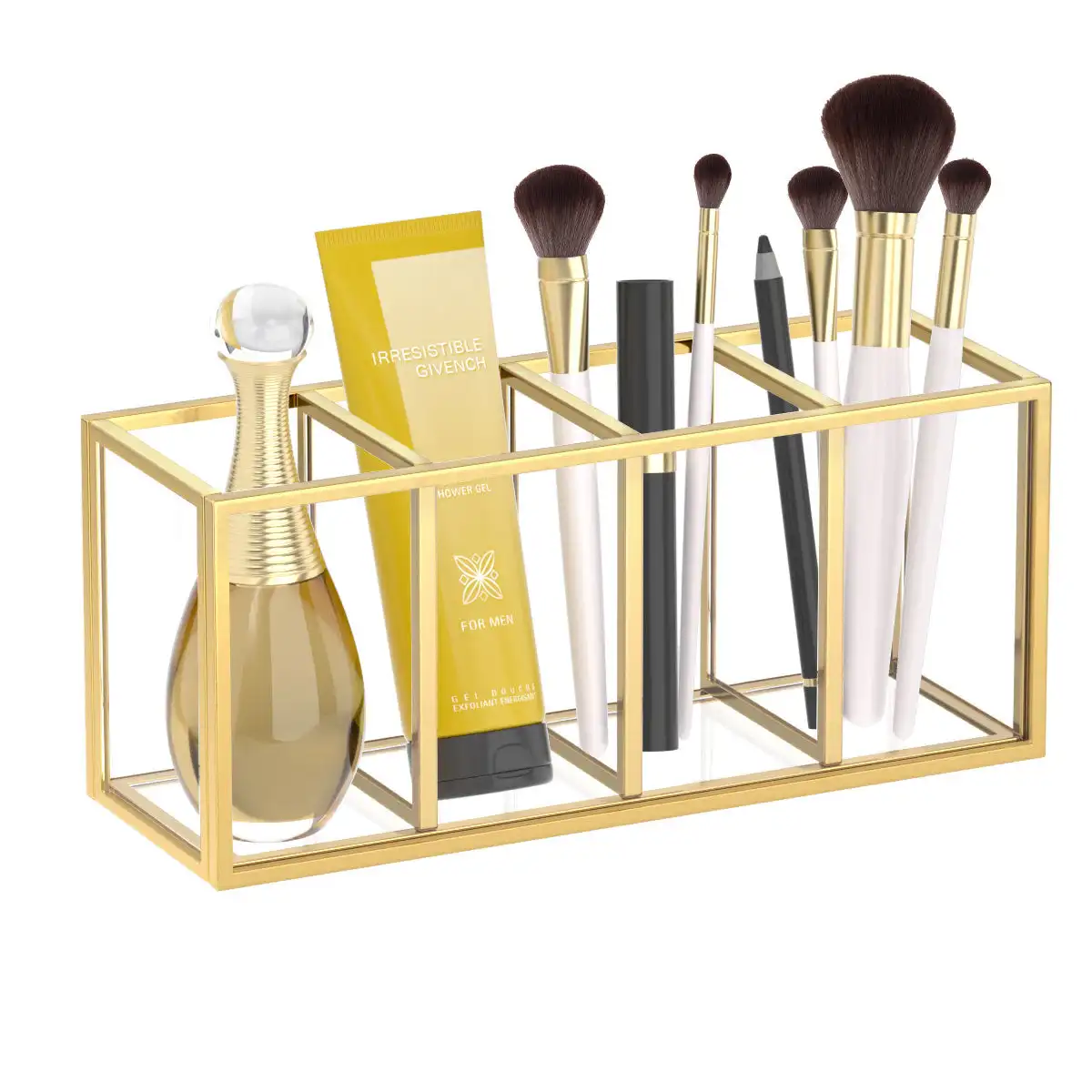 Factory Hot Sale Clear Acrylic 6-Slots Makeup Brush Holder Organizer Cosmetic Brushes Pen Storage for Vanity Office Countertop