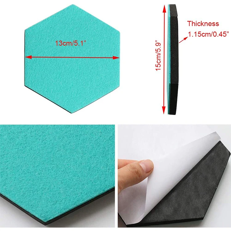 Hotsale China Creactive Product Colorful Felt 3d hexagon acoustic panel